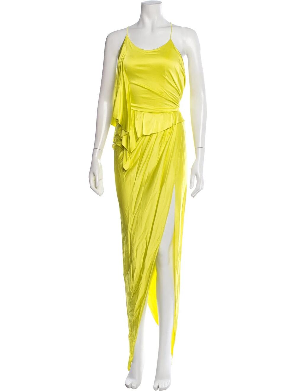 Alexandre Vauthier V-Neck Long Dress w/ Tags Yellow 6 MSRP $2240